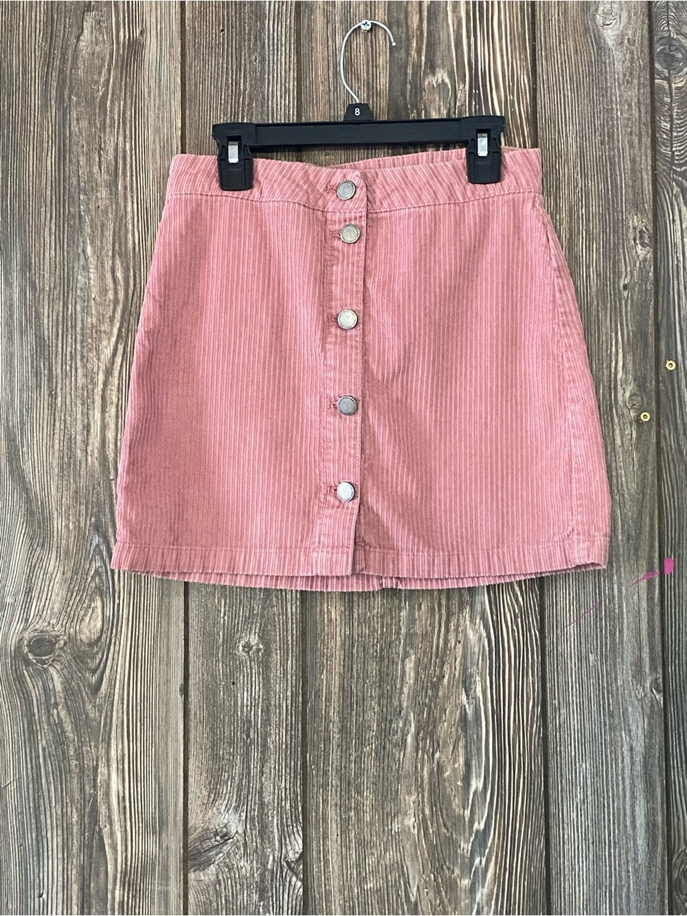 Roxy Pink Corduroy Button-Front Mini Skirt